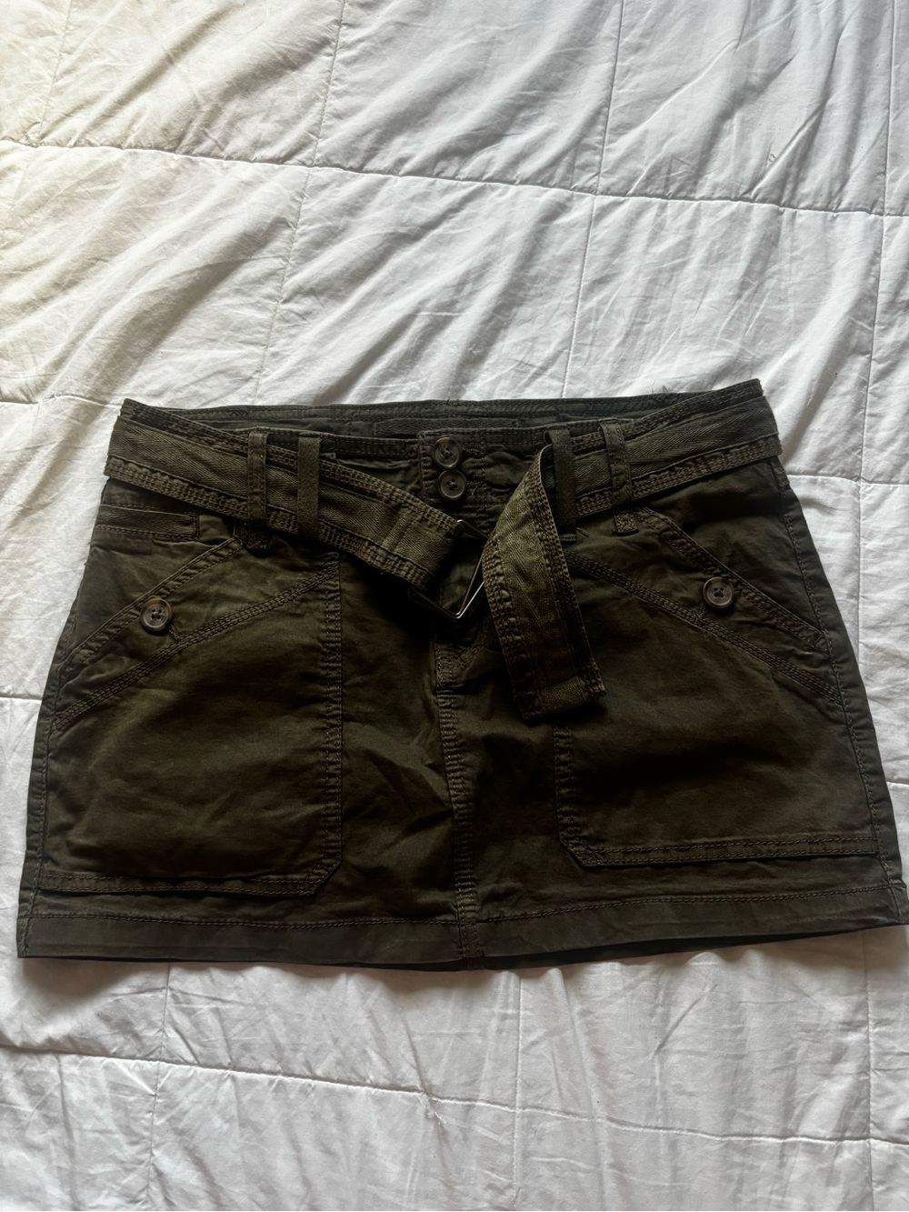 Garage Olive Green Mini Skirt with Belt